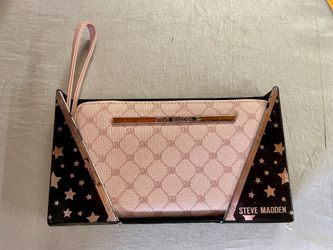 Steve Madden logo-printed blush tone zip-around wristlet wallets
