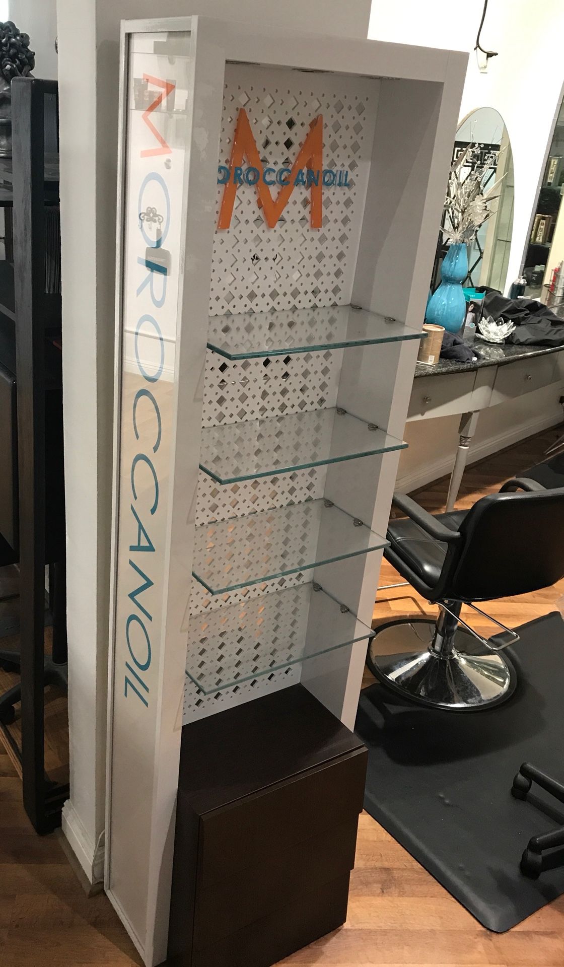 Moroccan Oil Display shelf.