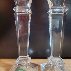 Vintage Pair Shannon crystal candlestick holders