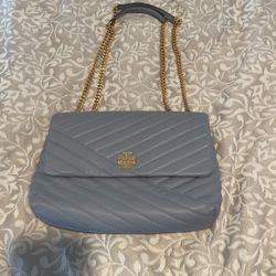 Tory Burch Kira Chevron Convertible Shoulder Bag in Cloud Blue