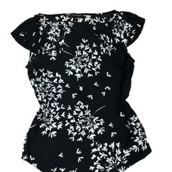 Banana republic size small black and white dressy blouse top pleated sleeves