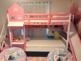 Castle style bunk beds with twin mattresses