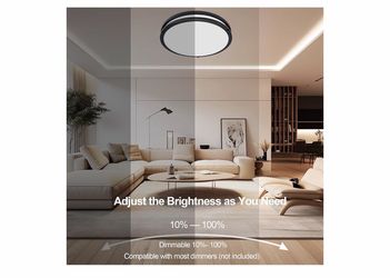 16inch LED Flush Mount Ceiling Light Fixture Dimmable Matte Black, Easy Install LED Ceiling Lamp Fixture Without Flicker, Super Bright 48W 4800LM 5CCT