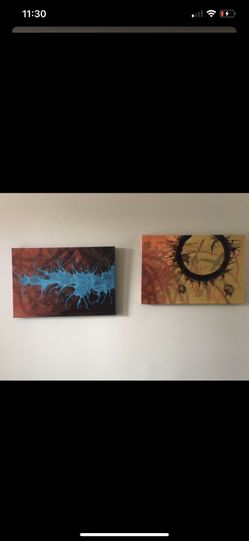 2 canvas abstract paintings