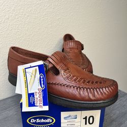 New Dr. Scholl’s Women’s Leather Woven Slip-on Shoes, Brown, Size 10