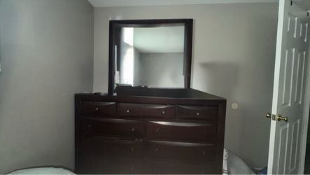 Dark Wood Tall Dresser with Drawers 3pc set