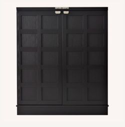 Crate & Barrel Black Ash Wood Steamer Bar Cabinet
