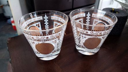 Mid-Century Hazel Atlas Gold  Bucket Glasses