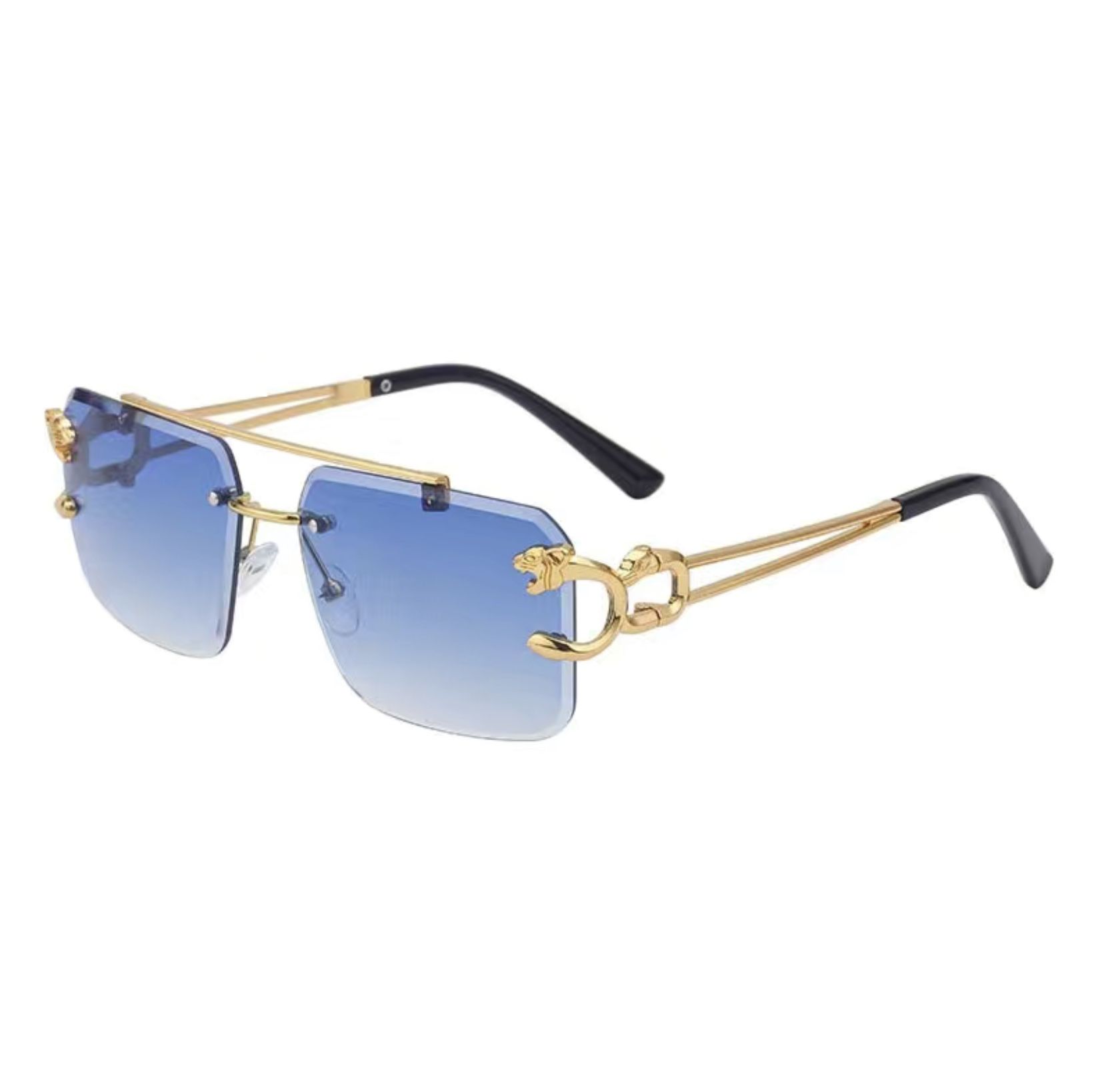 Gold Leopard & Blue Lenses Fashion Glasses