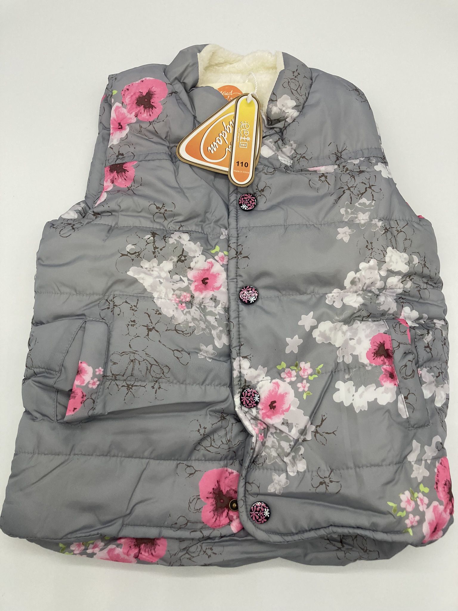 Floral Fleece Lined Puffer Vest for Girls, 4T *BRAND NEW*
