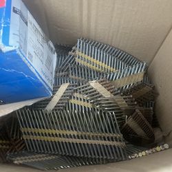 Box of Nails and Screws for Construction