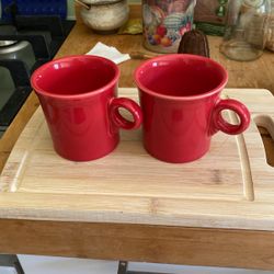 Fiesta Ceramic Mugs In Cheerful Red