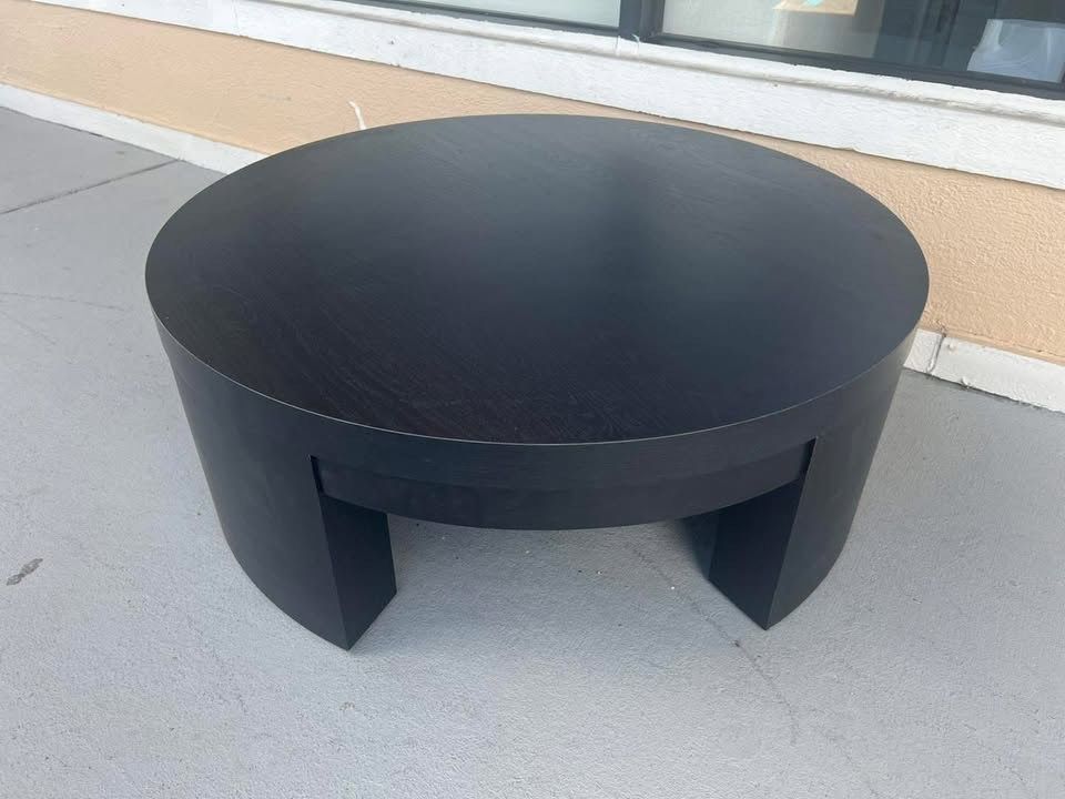 New Round Coffee Table, Black Wood Finish