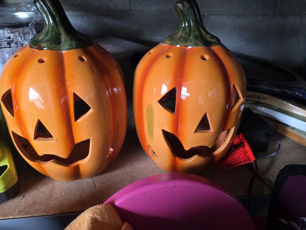 Ceramic Pumpkin Candle Holders