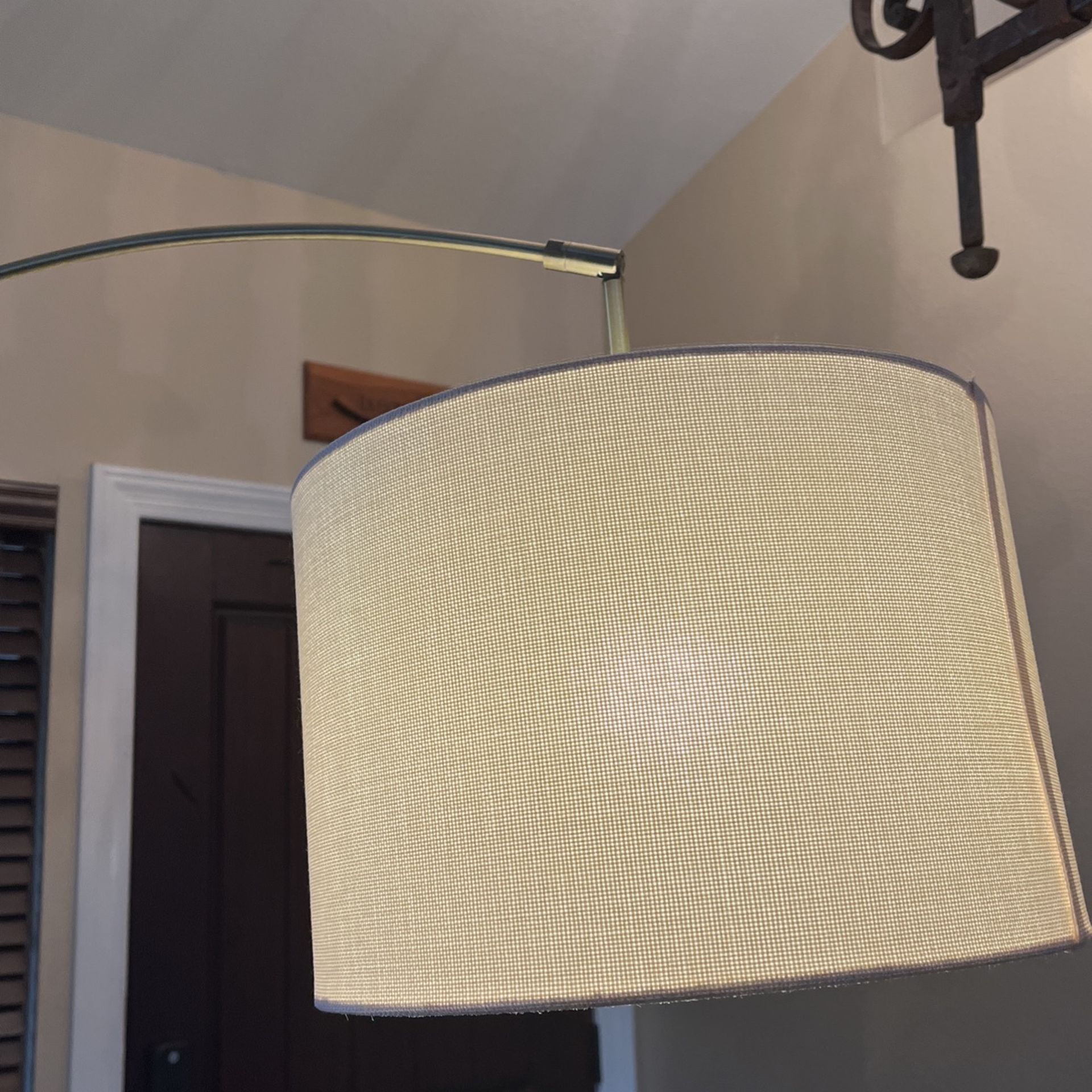 Large Brass & Marble Arching Lamp