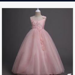 Flower Girls Wedding Guest Kids Pink Dress Sz 10