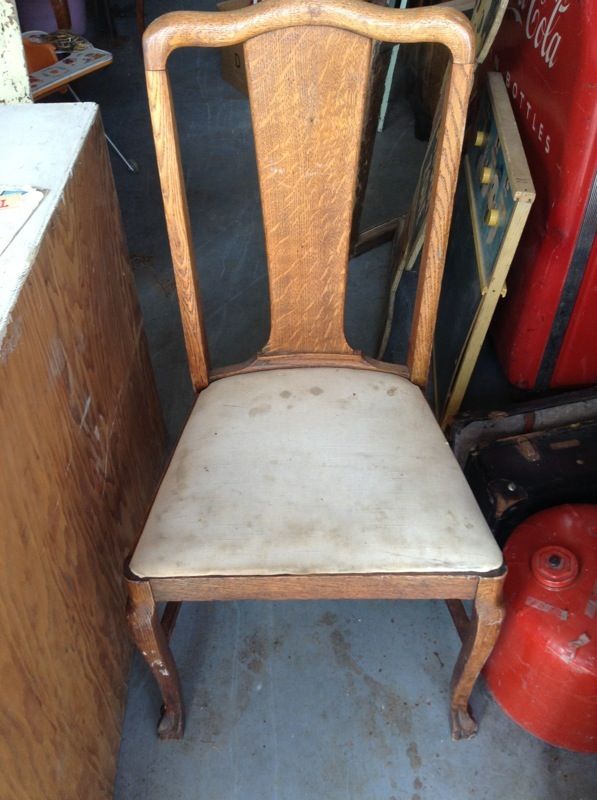 Oak antique chair with claw foot legs