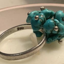 Vintage Turquoise Nugget 925 Ring Size 7