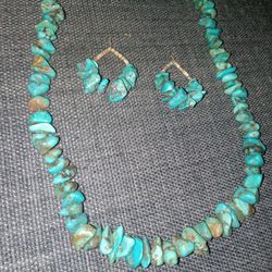 Vintage Turquoise Necklace And Ear Rings