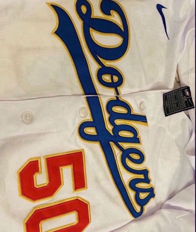 New!!! White With Gold Betts #50 Jersey! Comes With 2 Free Decal And  Dodgers Poster! for Sale in Irwindale, CA - OfferUp