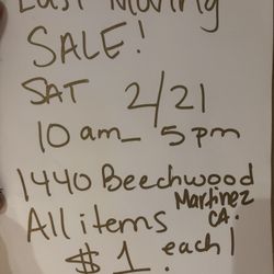 Final moving Sale!!! each Item Only $1 