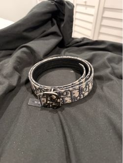 Authentic Christian Dior Oblique Belt CD Buckle Black/Gray Designer Belt