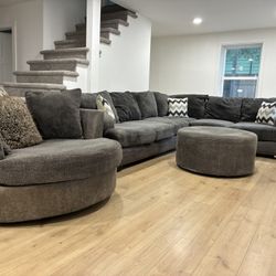 HAVERTYS PLUSH USED GRAY 3PC SECTIONAL SET & SWIVEL CHAIR..$799 OBO…ALL OFFERS WELCOME!