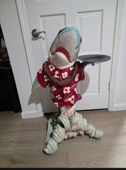 Shark Butler Statue with Serving Tray – 3ft Tall Tiki Decor!