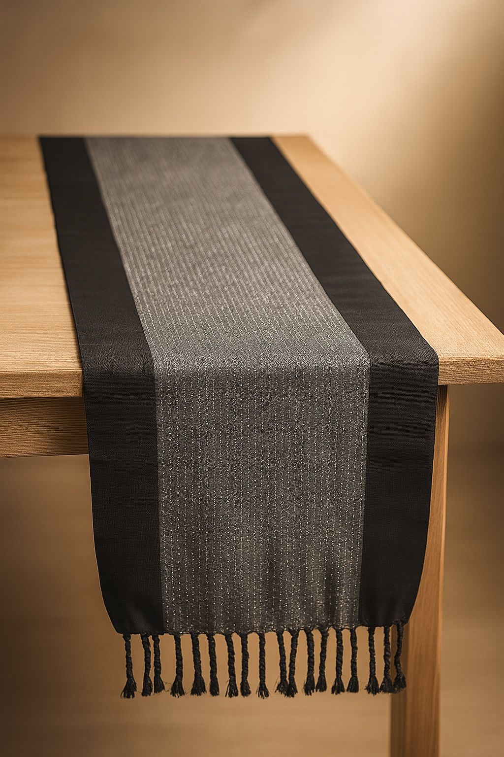 Black and grey table runner