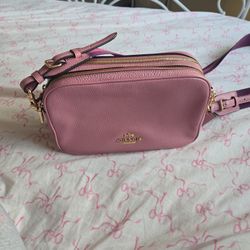 Coach Metallic Pebbled Leather Jes Crossbody, True Pink