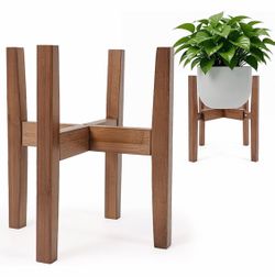 Bamboo Plant Stand – Adjustable Mid‑Century Modern Style