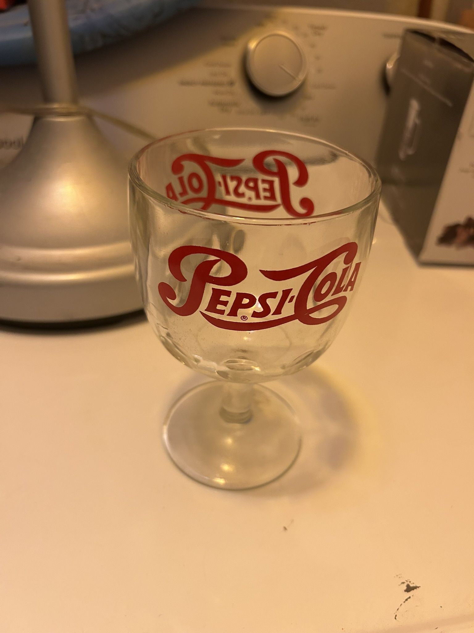 Vintage 16oz Pepsi Pedestal 6" Goblet Glass Excellent condition