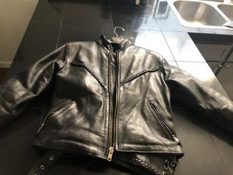 Leather jacket and chaps