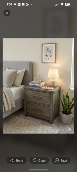 Two-drawer wooden nightstand