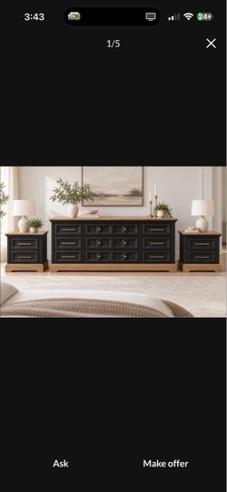 Solid Wood DIXIE 3-Piece Bedroom Dresser Set