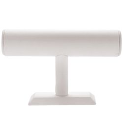 T-Bar Jewelry Display, White Leatherette 