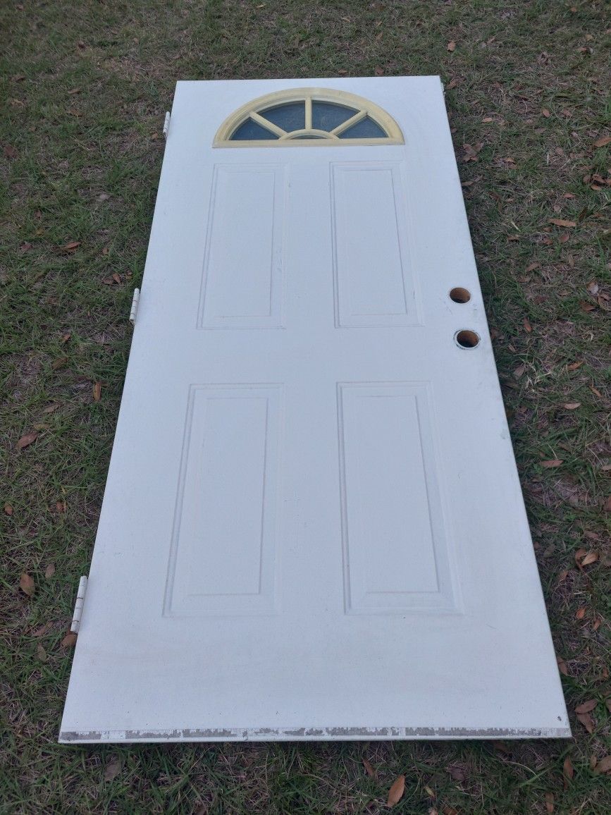 Front Door 79" x 36" Exterior Door Side Door w Window Pet Door (79 inches x 36 inches)