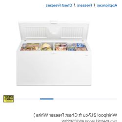Whirlpool 21.7 Cu.ft WZC3122D Chest Freezer. 