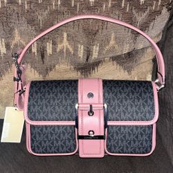 MK Black And Pink Leather Satchel