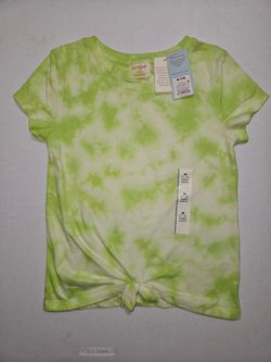 Cat & Jack Girls Tie-Dye Knot-Front Tee Size M (7/8)