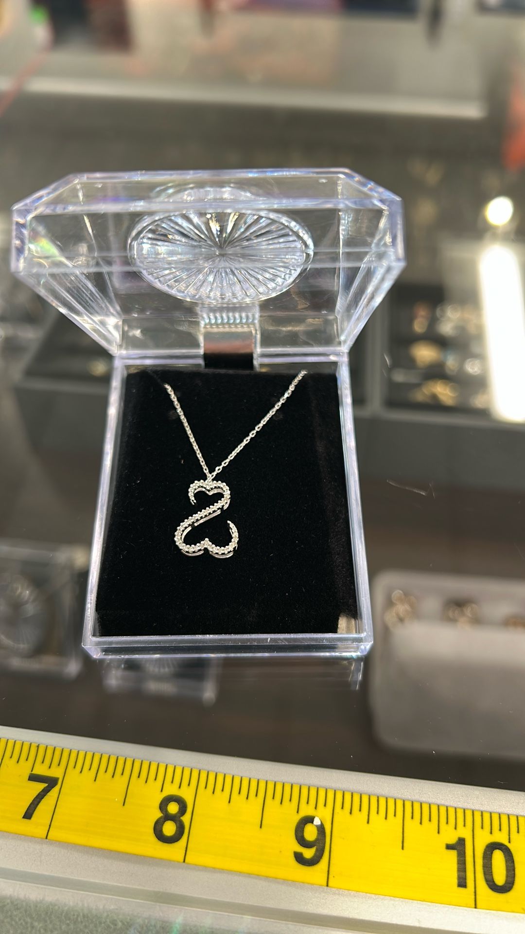 White Gold Diamond Open Heart Necklace