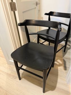 Set of 2 Modern Black Dining Chairs | Solid Wood