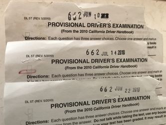 California DMV provisional driver’s examination tests
