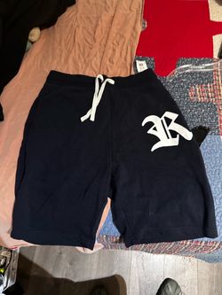 Oversized Navy Blue Sweat Shorts with R Logo