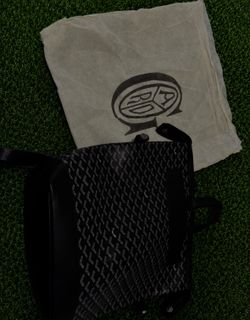 Black designer backpack