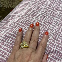 Beautiful Wedding/Engagement Ring Various Sizes 14K Gold Plated With Zircon Stones