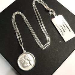 Brand New 925 Sterling silver Angel Pendant Necklace Size 16”