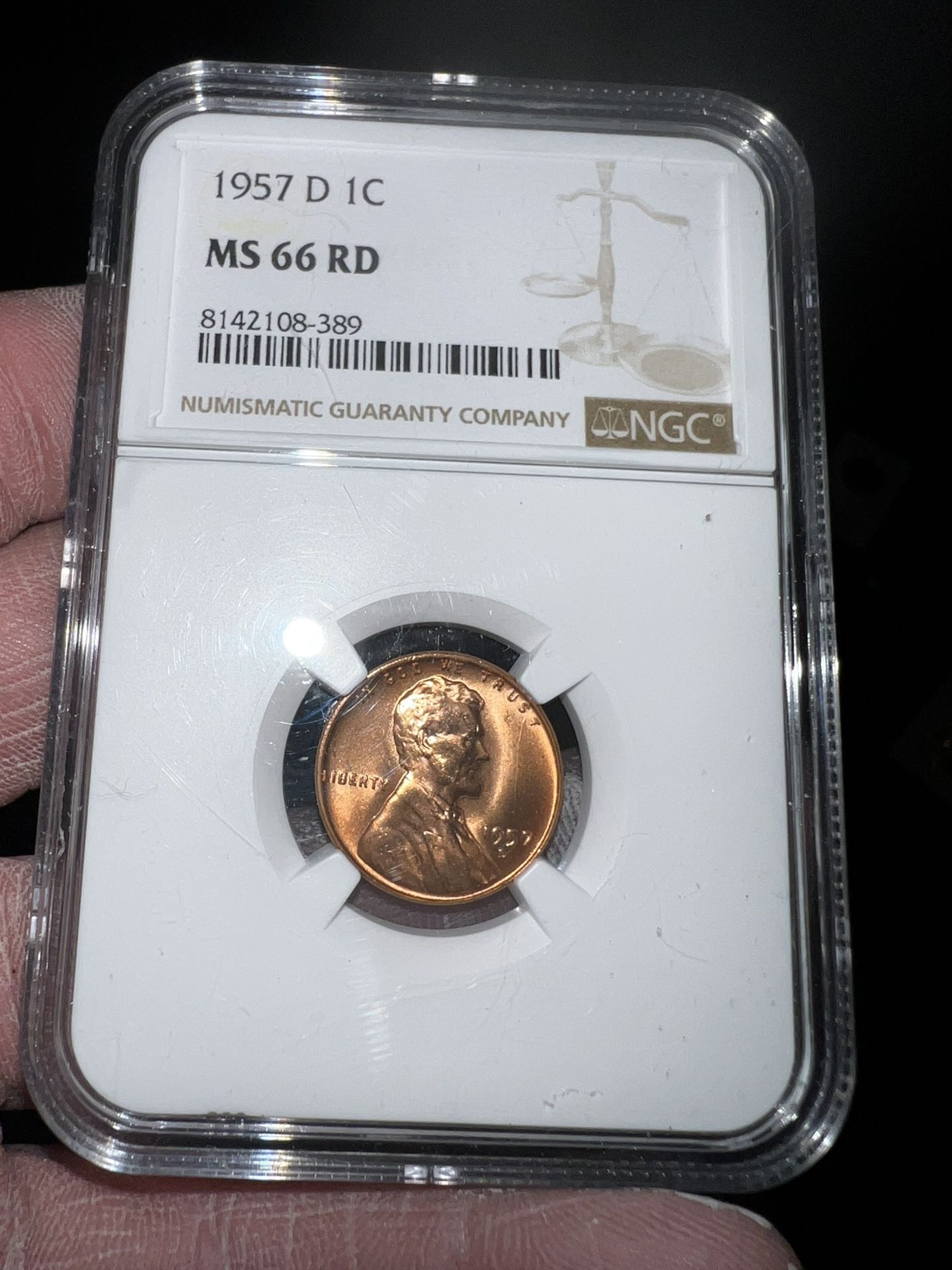 1957 D 1c MS66RD NGC