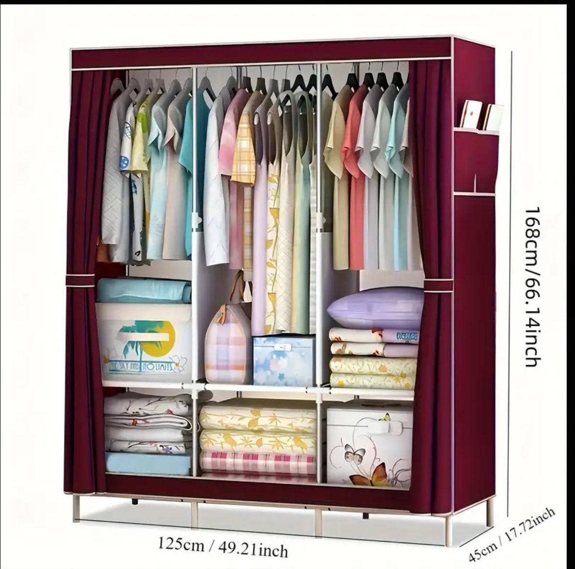 Burgundy Double Size Portable Closet