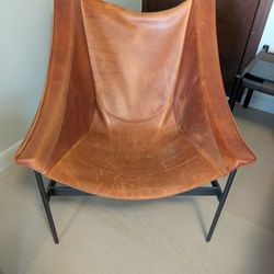 Blue Dot Leather Chair And Stool 